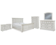 Robbinsdale King Panel Bed, Dresser, Mirror, Chest and 2 Nightstands
