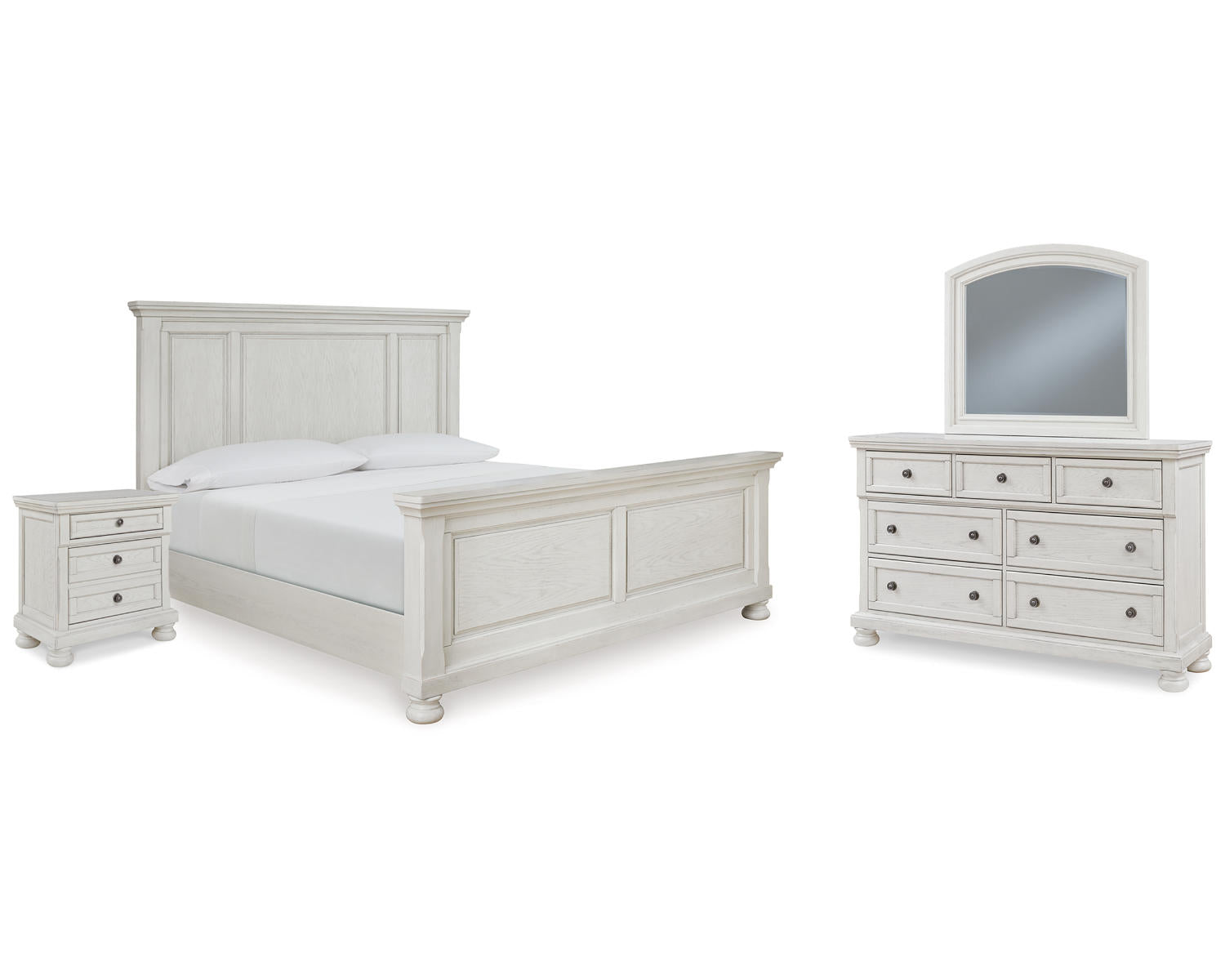 Robbinsdale Queen Panel Bed, Dresser, Mirror and Nightstand