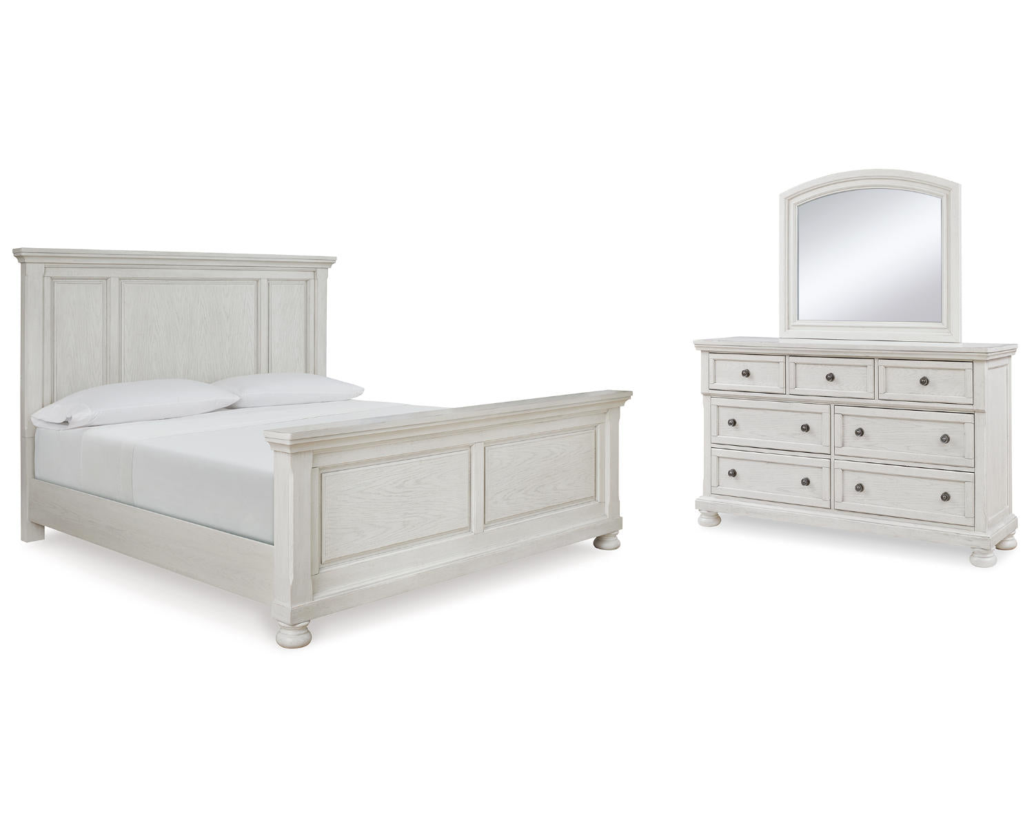 Robbinsdale Queen Panel Bed, Dresser and Mirror