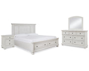 Robbinsdale Queen Storage Bed, Dresser, Mirror and Nightstand