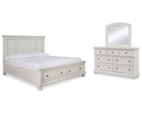 Cama Queen Robbinsdale con almacenamiento, tocador y espejo