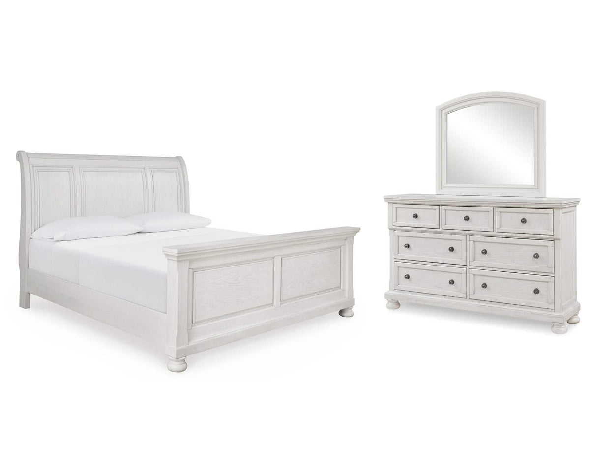 Robbinsdale King Sleigh Bed, Dresser and Mirror