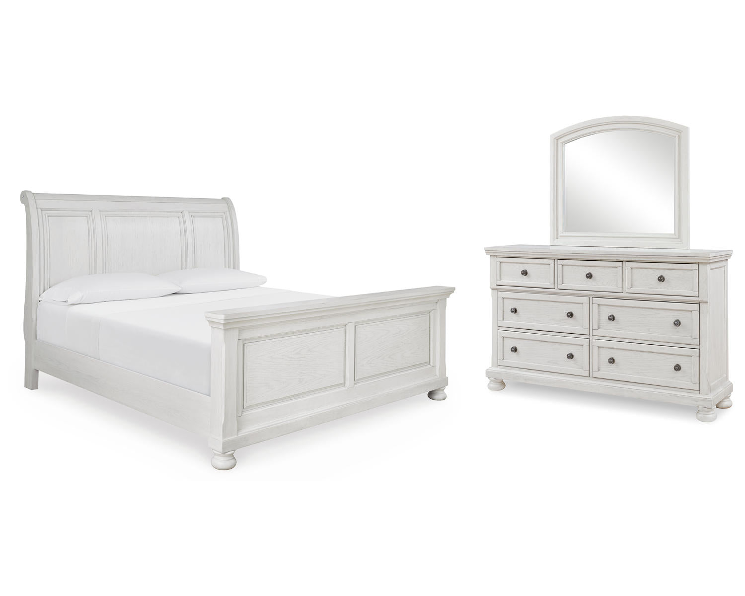 Robbinsdale King Sleigh Bed, Dresser and Mirror