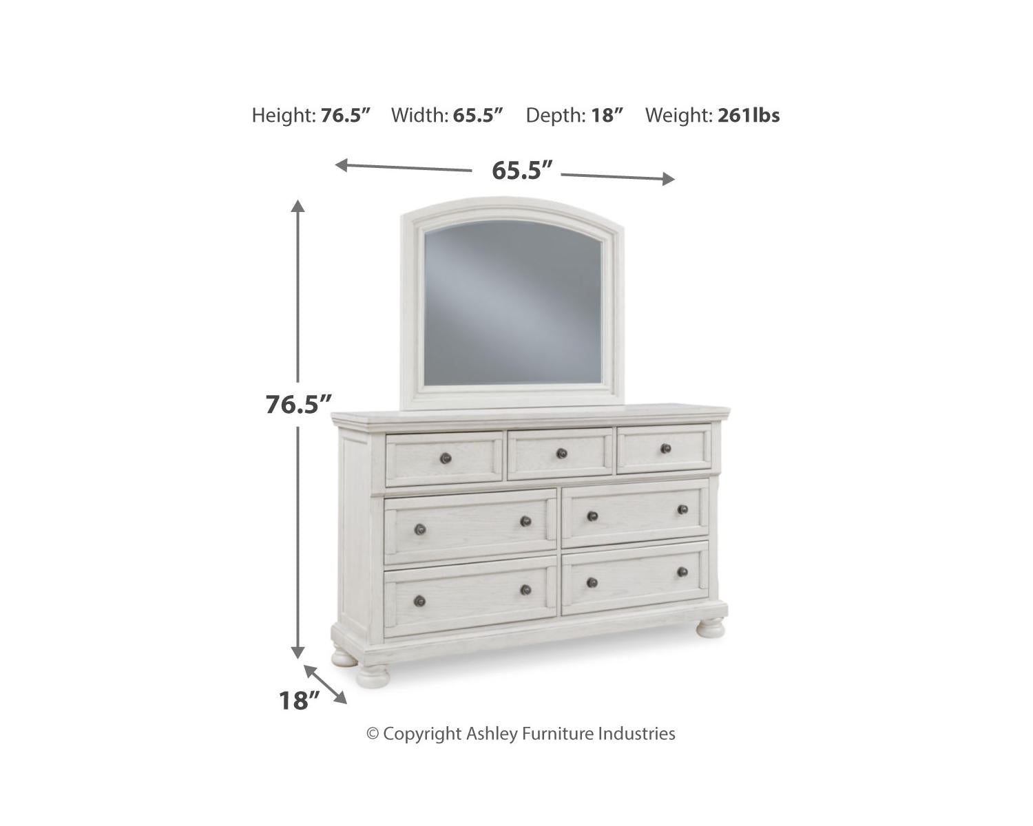 Robbinsdale King Sleigh Bed, Dresser and Mirror