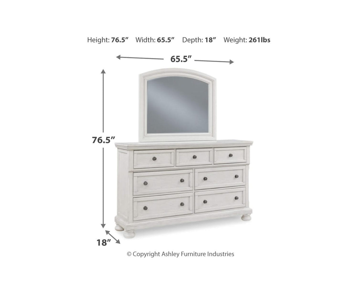 Cama Queen Robbinsdale con almacenamiento, tocador y espejo