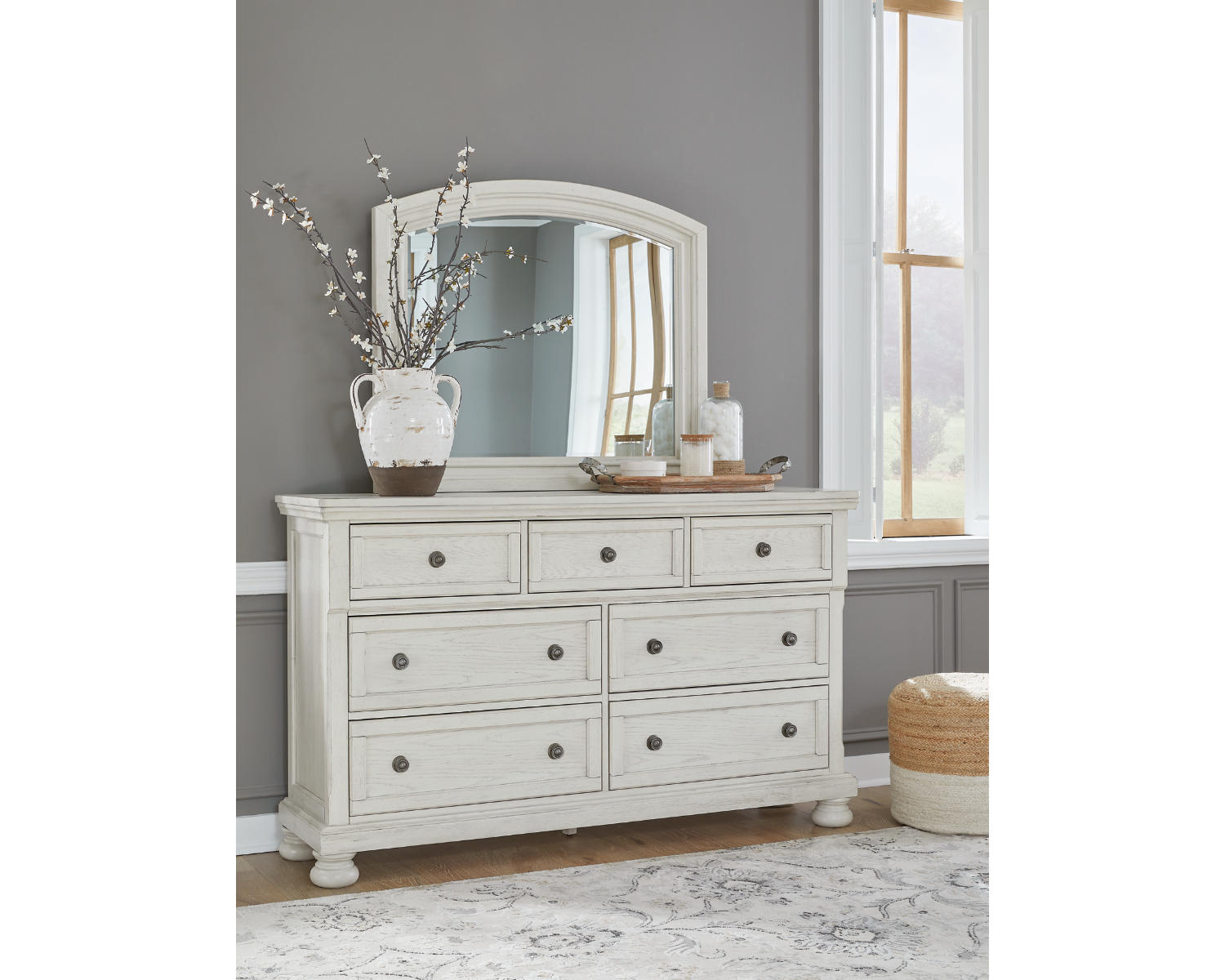 Robbinsdale Queen Panel Bed, Dresser, Mirror and Nightstand