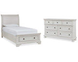 Cama y cómoda Robbinsdale Twin Sleigh con espacio de almacenamiento