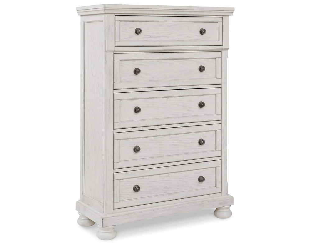 Cama Queen Robbinsdale con almacenamiento, tocador, espejo y cómoda