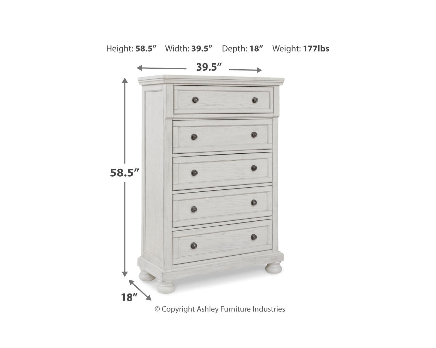 Robbinsdale Queen Panel Storage Bed, Dresser, Mirror and Chest