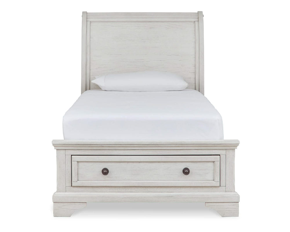 Cama doble Robbinsdale con almacenaje, tocador, espejo y mesita de noche