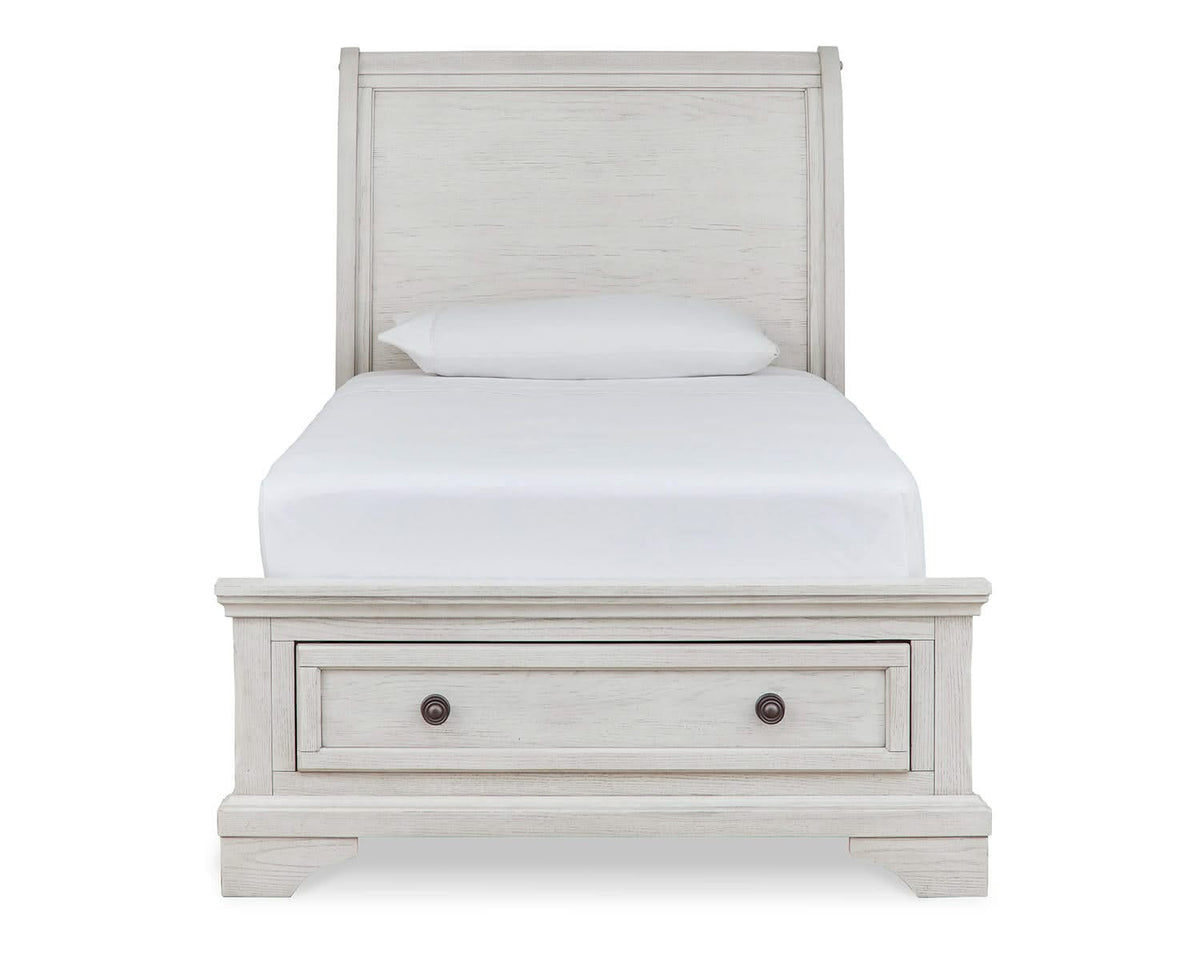 Cama doble Robbinsdale con almacenaje, tocador, espejo y mesita de noche