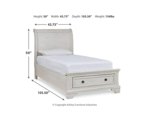 Cama y cómoda Robbinsdale Twin Sleigh con espacio de almacenamiento