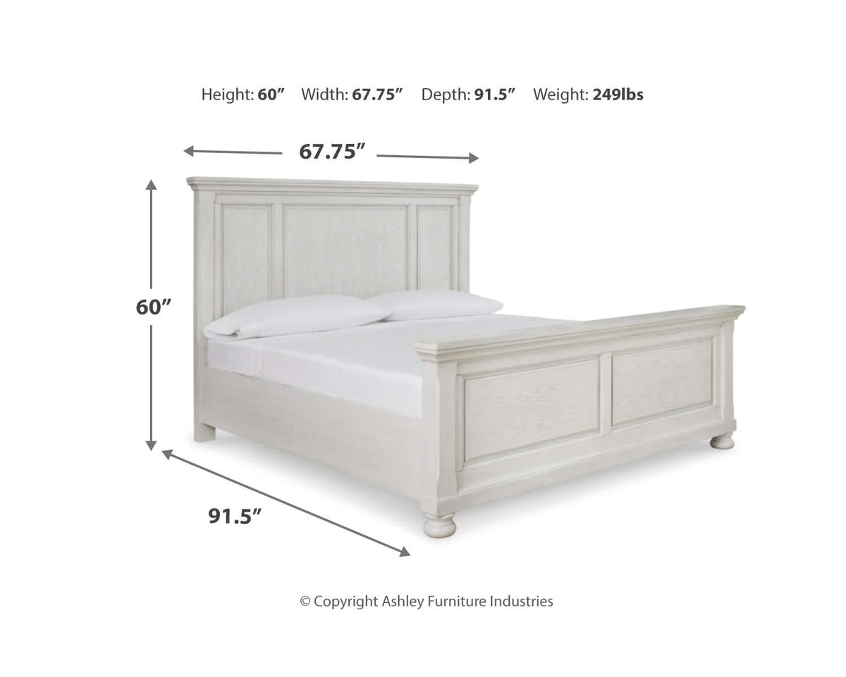Cama Queen Robbinsdale con paneles, tocador y espejo