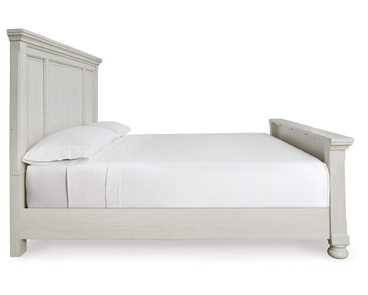 Cama Queen Robbinsdale con paneles, tocador y espejo