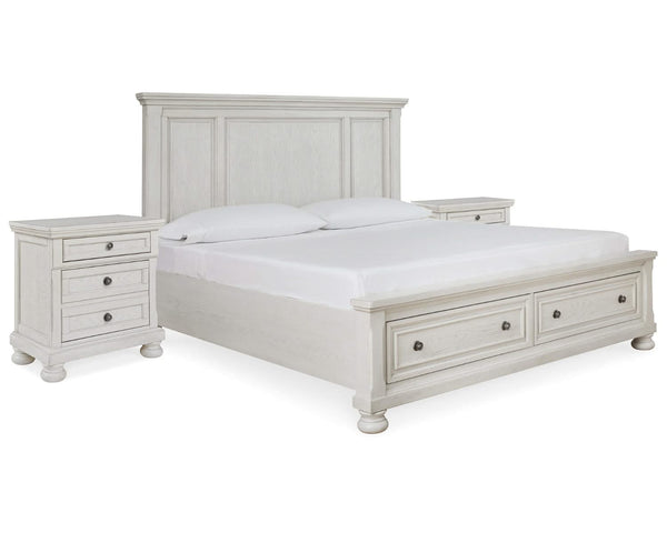 Robbinsdale King Storage Bed and 2 Nightstands