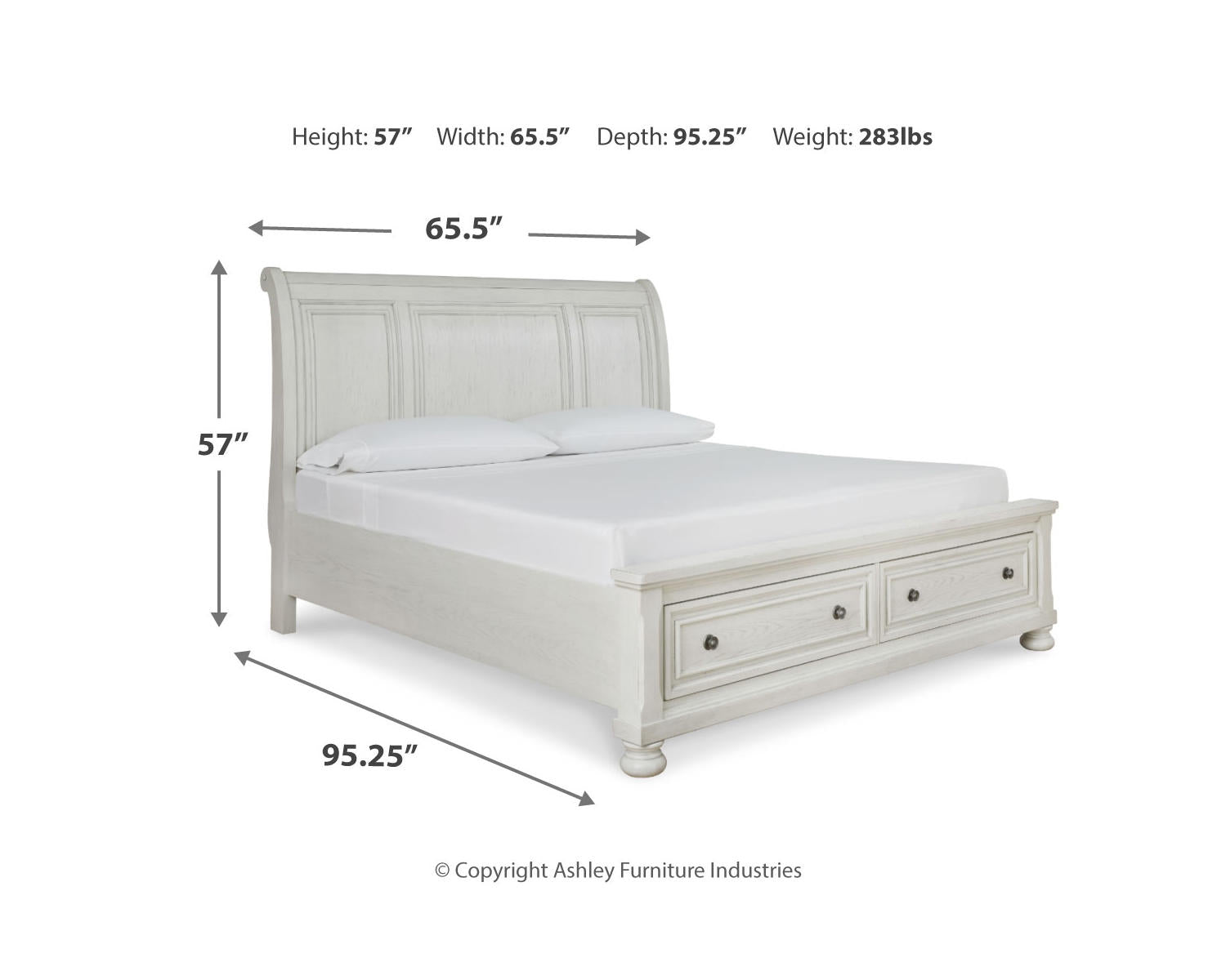 Robbinsdale Queen Sleigh Storage Bed, Dresser and Mirror