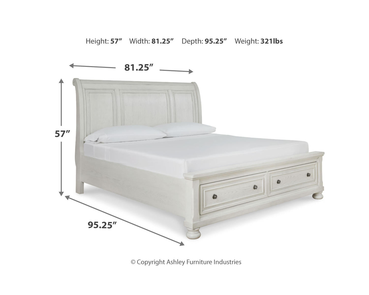 Robbinsdale King Sleigh Storage Bed, Dresser and Mirror