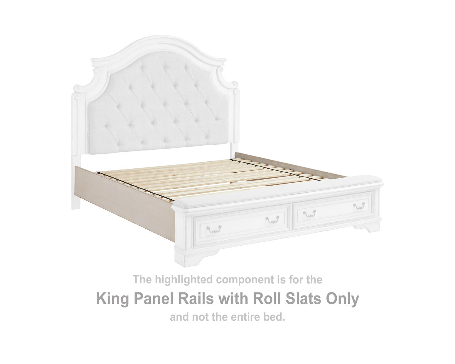 Realyn King Panel Rails with Roll Slats