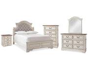 Realyn Full Panel Bed, Dresser, Mirror, Chest and Nightstand