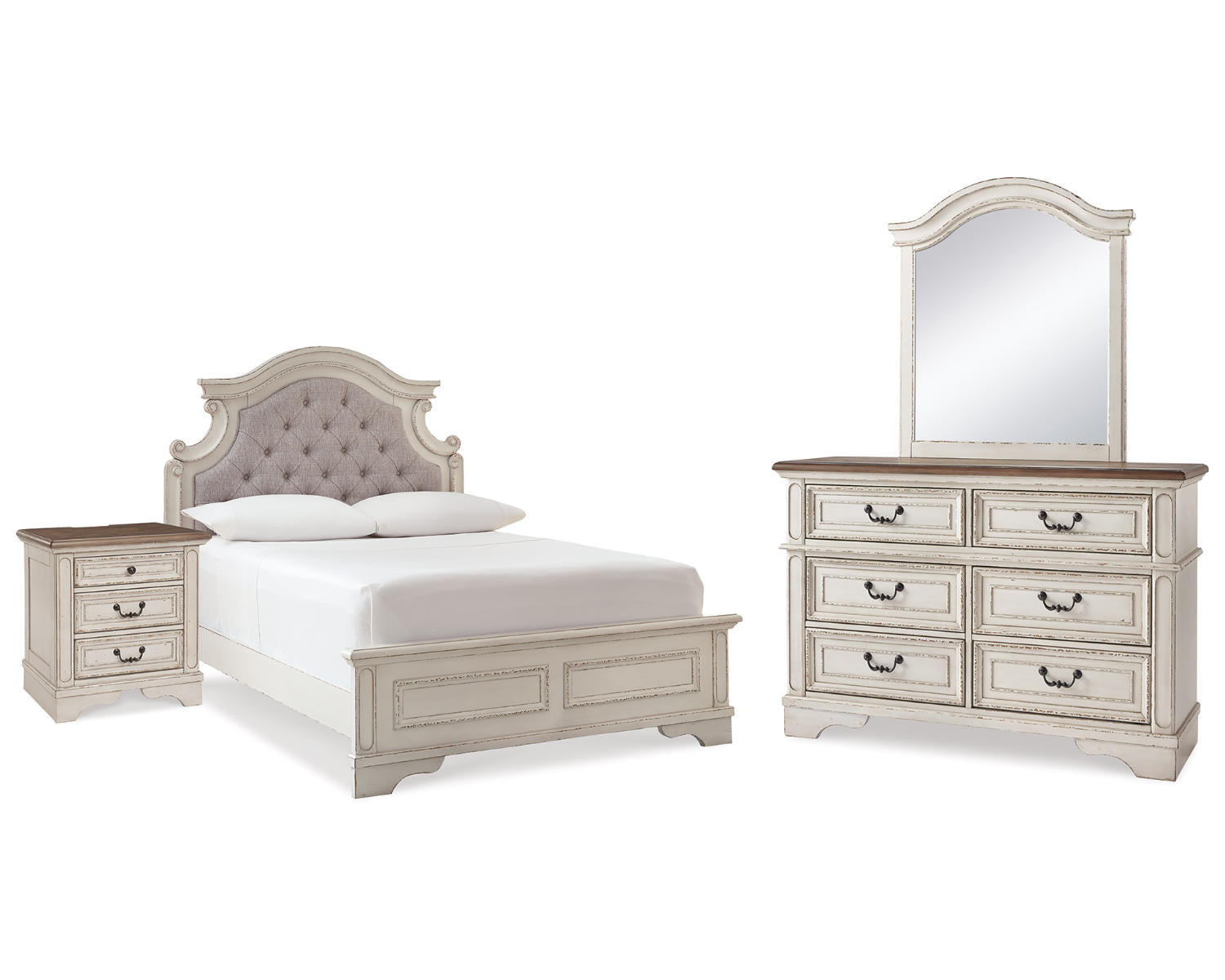Realyn Full Panel Bed, Dresser, Mirror and Nightstand