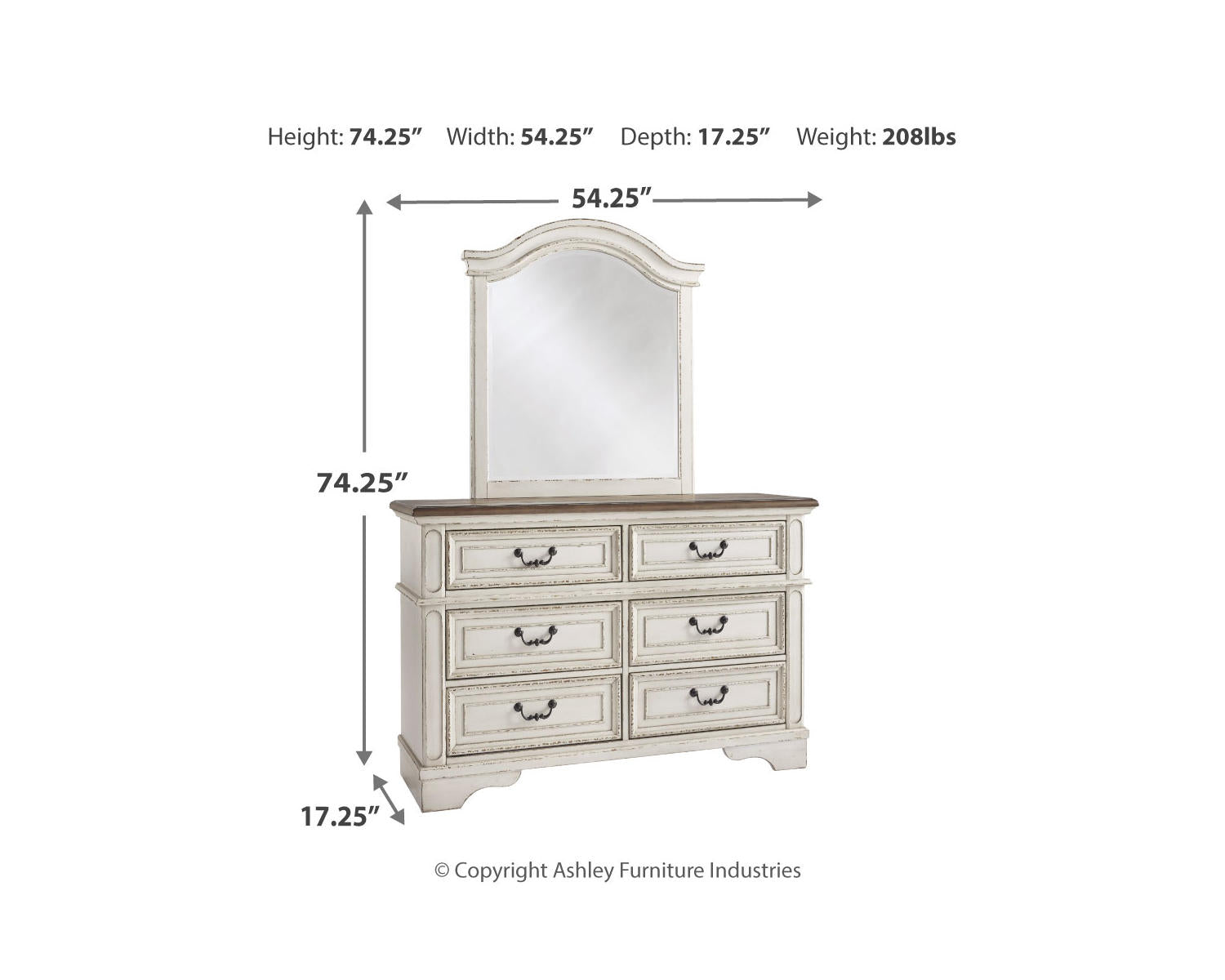 Realyn Full Panel Bed, Dresser, Mirror and Chest
