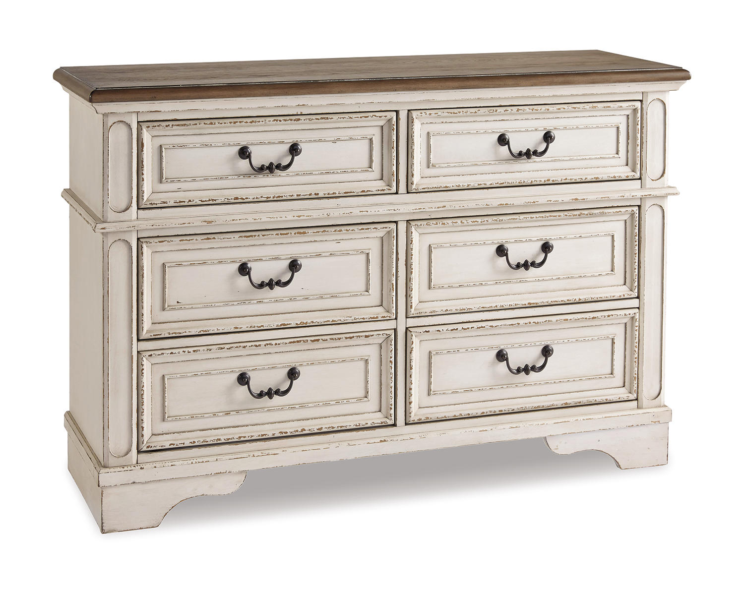 Realyn Queen Upholstered Panel Bed with Storage, Dresser and Nightstand