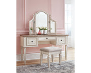 Realyn Vanity and Mirror with Stool