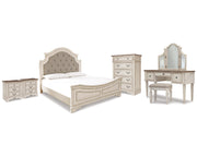 Realyn King Panel Bed, Vanity, Chest and 2 Nightstands