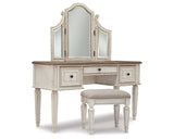 Realyn King Panel Bed, Vanity, Chest and 2 Nightstands