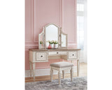 Realyn Vanity and Mirror with Stool