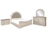 Realyn King Panel Bed, Dresser, Mirror and 2 Nightstands