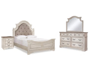 Realyn Queen Bed with Mirrored Dresser and Nightstand