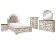 Realyn Queen Panel Bed, Dresser, Mirror, Chest and Nightstand