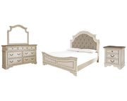 Realyn King Bed with Mirrored Dresser and Nightstand