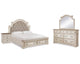 Realyn King Upholstered Panel Bed, Dresser, Mirror and Nightstand