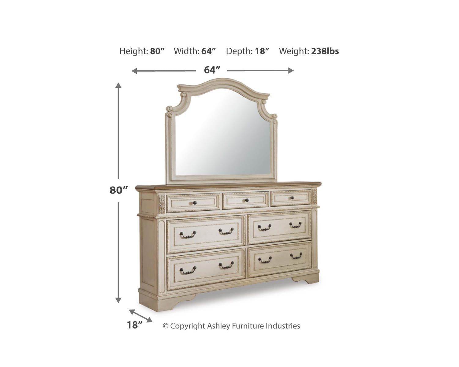 Realyn King Storage Bed, Dresser, Mirror and Nightstand