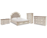 Realyn King Storage Bed, Dresser, Chest and 2 Nightstands