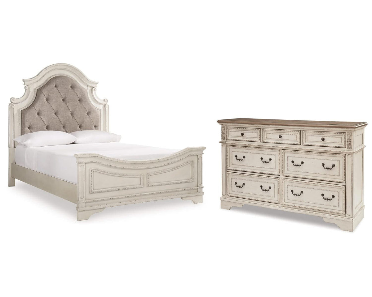 Cama Queen con paneles y cómoda Realyn