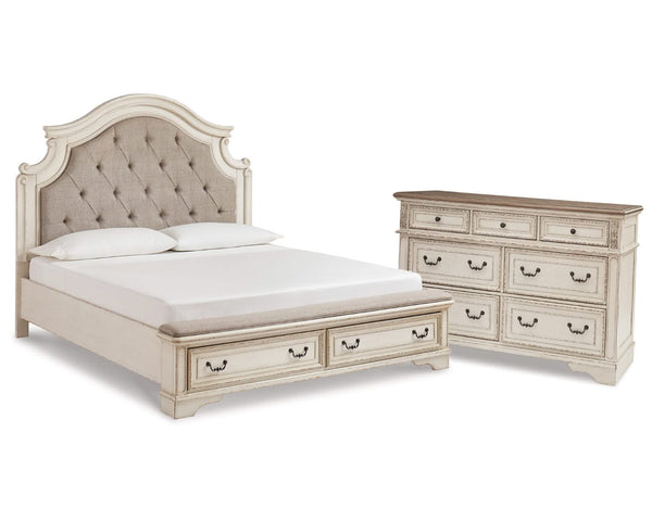 Cama y cómoda con paneles de almacenamiento Realyn King