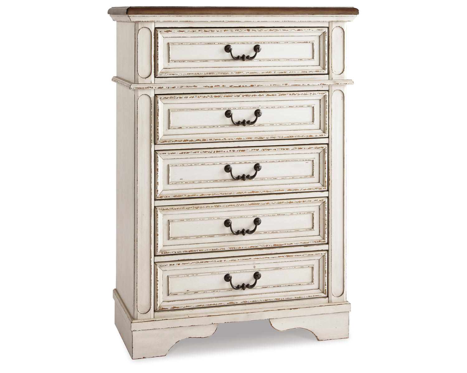 Realyn Queen Panel Bed, Dresser, Mirror, Chest and Nightstand