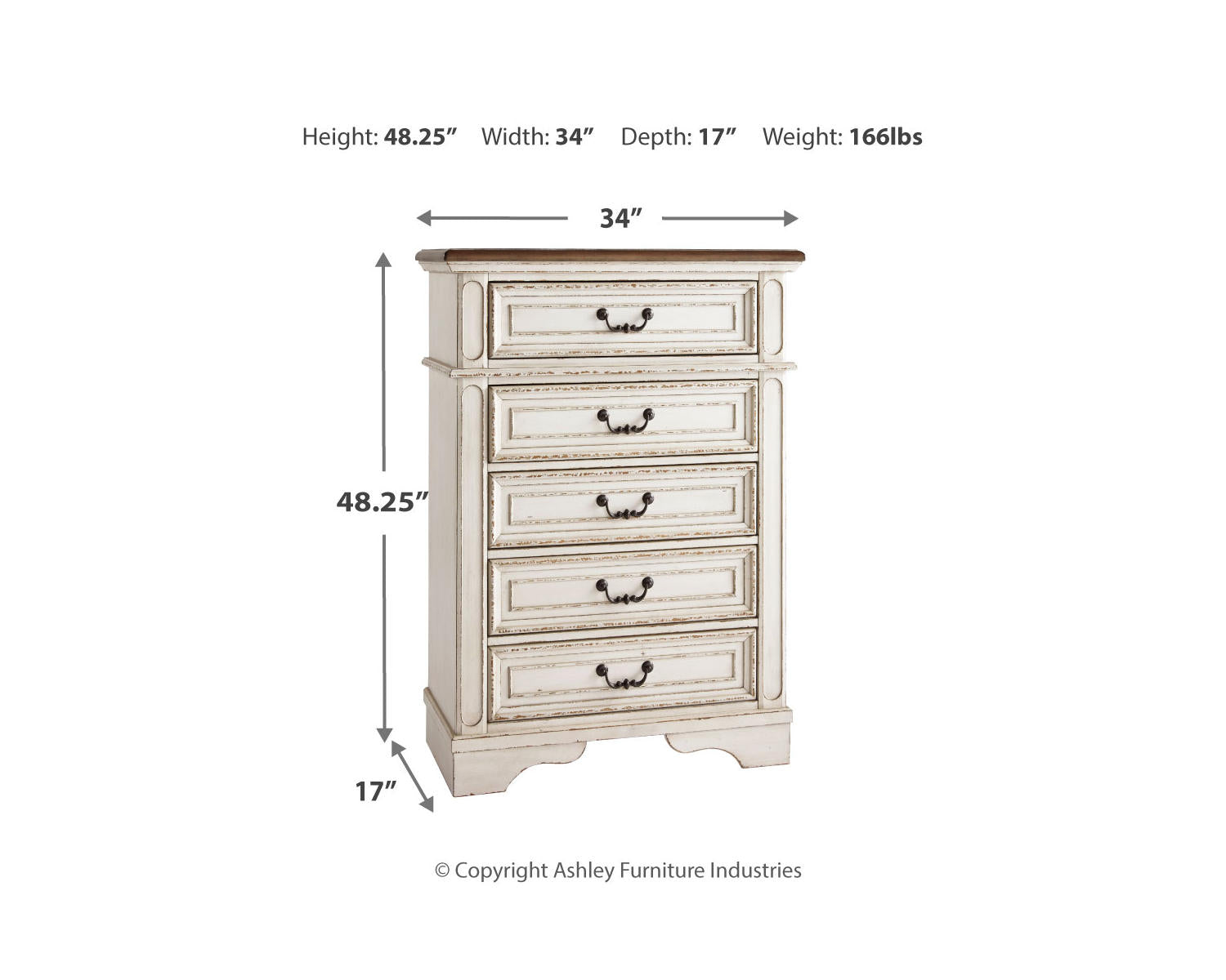 Realyn Full Panel Bed, Dresser, Mirror, Chest and Nightstand