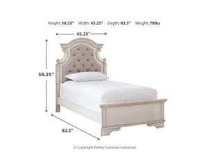Realyn Twin Upholstered Panel Bed and Nightstand