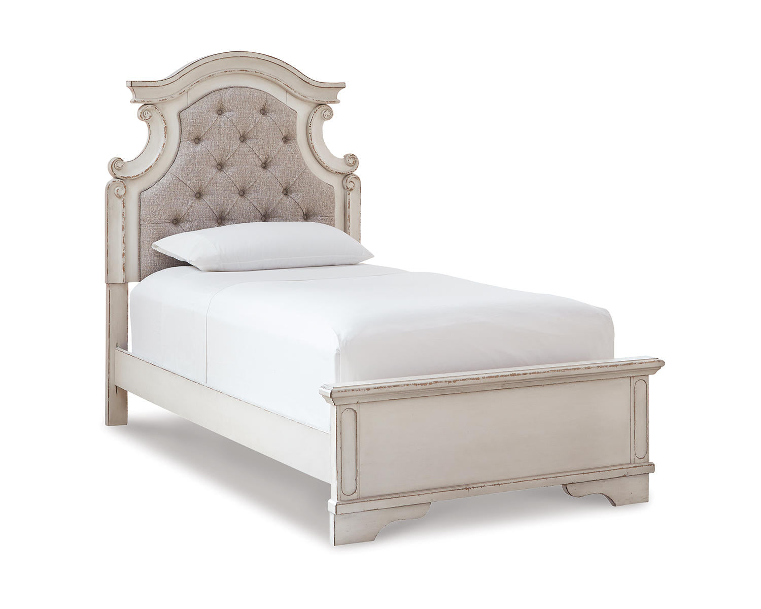 Realyn Twin Upholstered Panel Bed and Nightstand