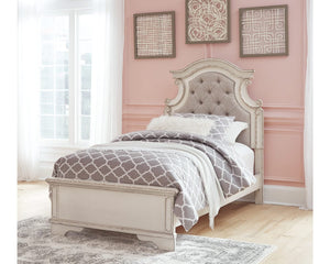 Cama individual Realyn, tocador y espejo