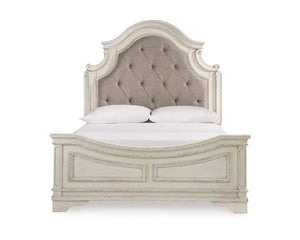 Realyn Queen Upholstered Panel Bed and 2 Nightstands