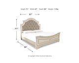 Realyn Queen Upholstered Panel Bed and 2 Nightstands