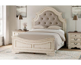 Realyn Queen Upholstered Panel Bed and 2 Nightstands