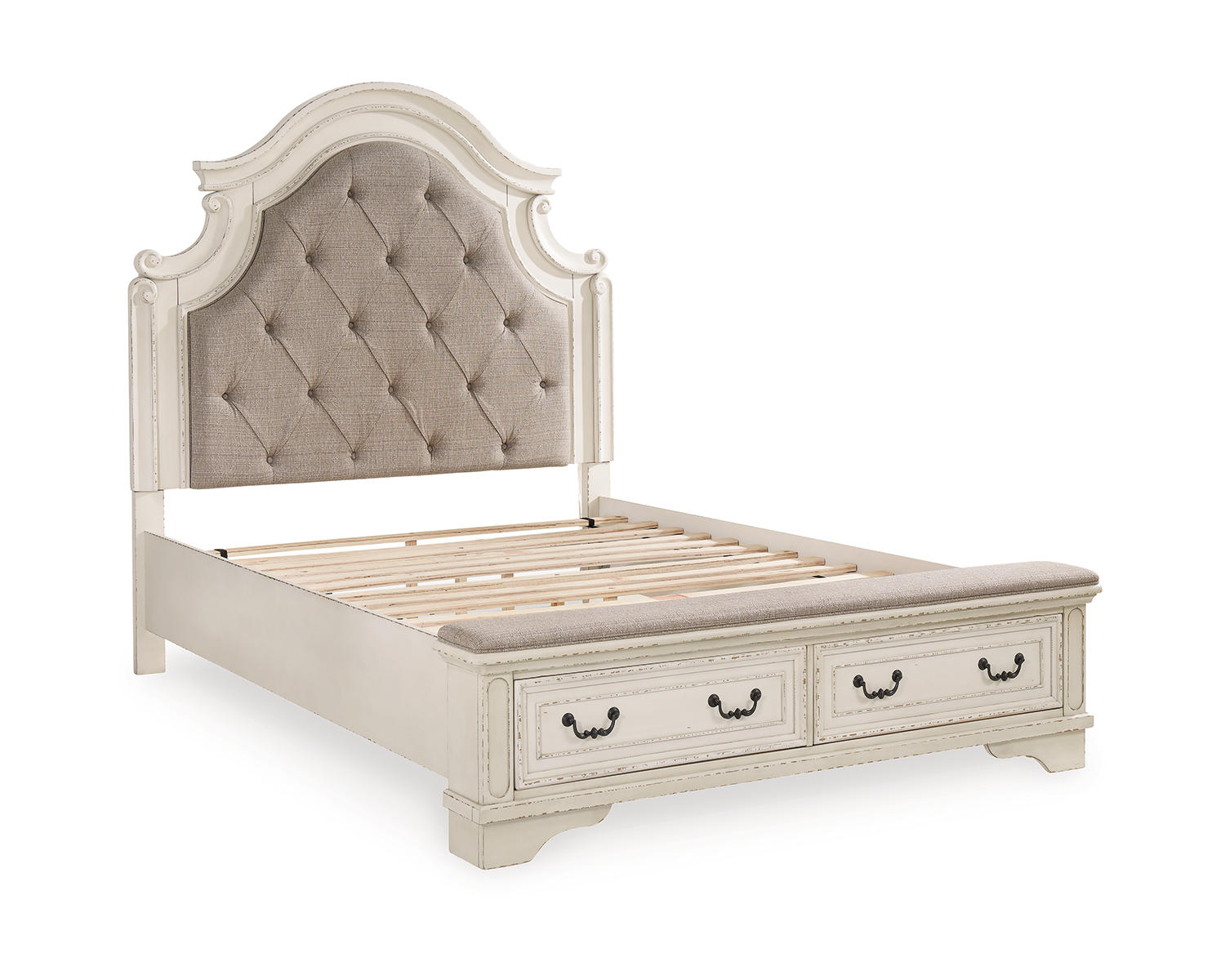 Realyn Queen Panel Bed, Dresser, Mirror, Chest and Nightstand