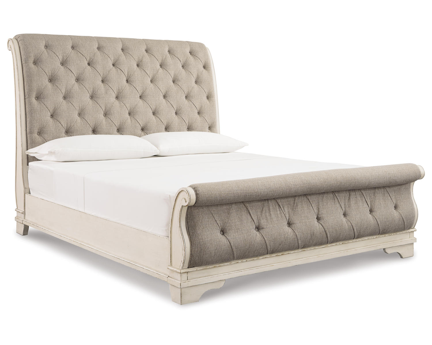 Realyn Queen Upholstered Sleigh Bed and Chest