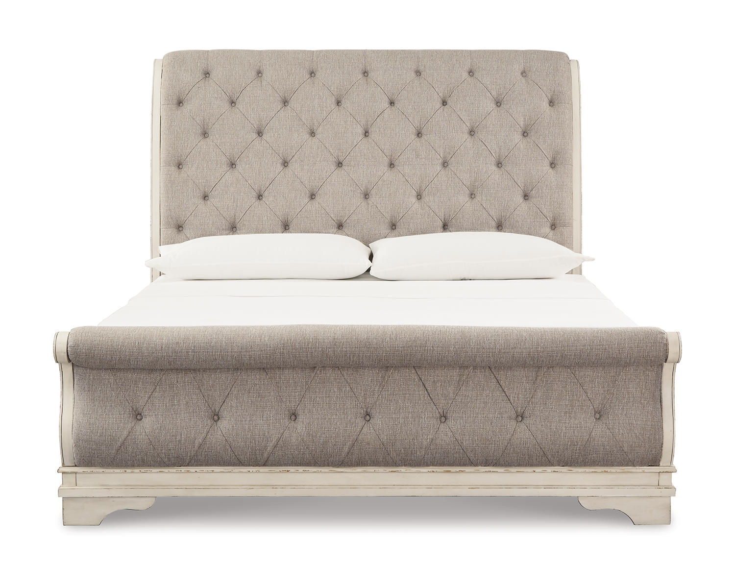 Realyn King Upholstered Sleigh Bed, Dresser, Mirror and 2 Nightstands